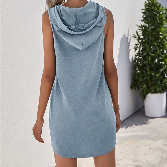 🎉HP🎉New Casual Hoodie Sleeveless Mini Dress - Picture 9 of 14